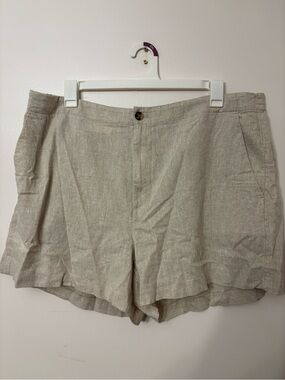 Banana Republic High-Waist Linen-Blend Shorts in Natural Beige